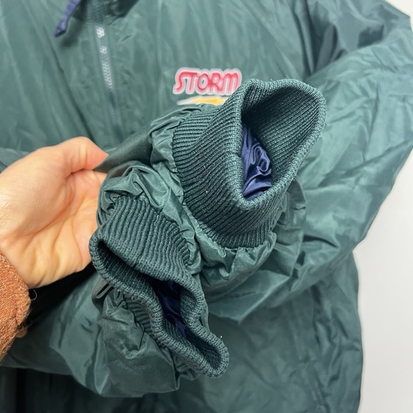 Men's VTG Tri Mountain Fleece Lined Windbreaker Bomber Jacket sz XL Storm Logo - Picture 3 of 10